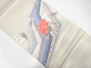 薔薇模様織り出し開き名古屋帯(額縁仕立て)